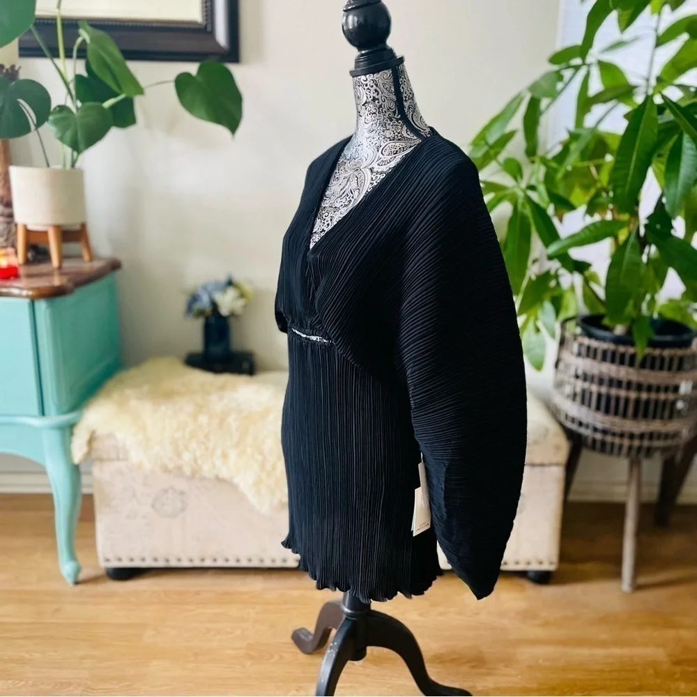 NWT Good American Always Fits Plissé Mini Dress in Black, Size 3/4 (Large/XL) - Picture 6 of 12